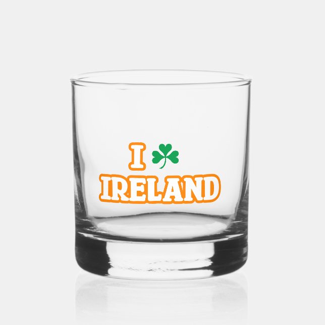 "I [SHAMROCK] IRELAND" Rocks Glass (Front)