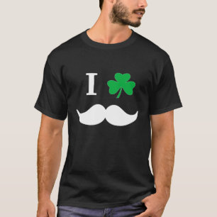 I Shamrock Leaf Irish moustache St Patricks Day Me T-Shirt