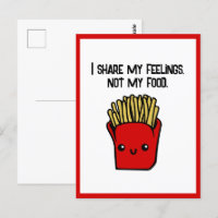 I Share Feelings Not Food Funny Kawaii Fries Toon