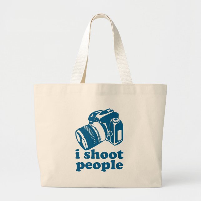 I Shoot People - Blue Large Tote Bag (Front)
