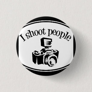 I Shoot People Retro Photographer's Camera B&W 3 Cm Round Badge