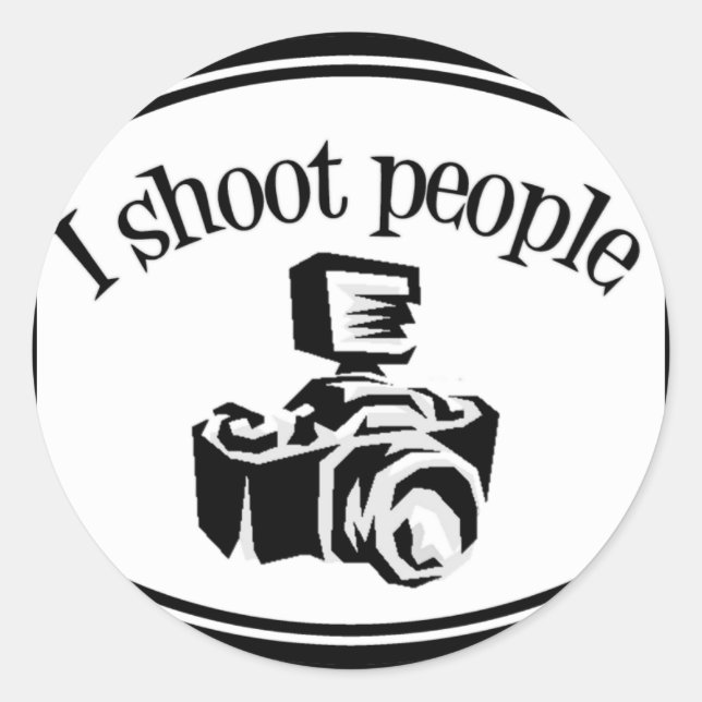 I Shoot People Retro Photographer's Camera B&W Classic Round Sticker (Front)