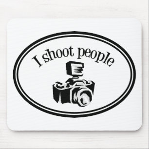 I Shoot People Retro Photographer's Camera B&W Mouse Mat