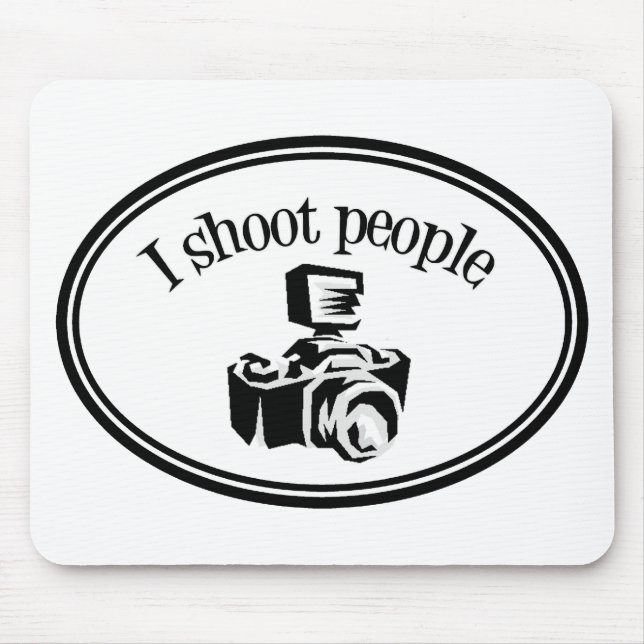I Shoot People Retro Photographer's Camera B&W Mouse Mat (Front)