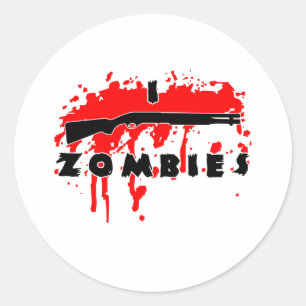 I shoot zombies classic round sticker