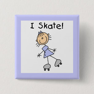 I Skate - Girl Roller Skater 15 Cm Square Badge