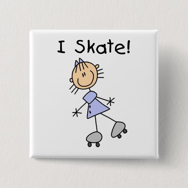 I Skate - Girl Roller Skater 15 Cm Square Badge (Front)