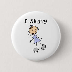 I Skate - Girl Roller Skater 6 Cm Round Badge