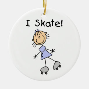 I Skate Girl Roller Skater Ceramic Tree Decoration