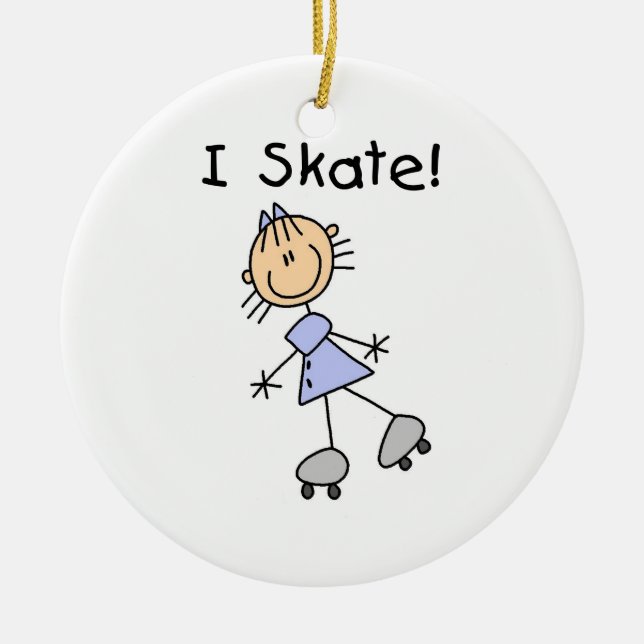I Skate - Girl Roller Skater Ceramic Tree Decoration (Front)