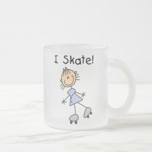I Skate - Girl Roller Skater Frosted Glass Coffee Mug