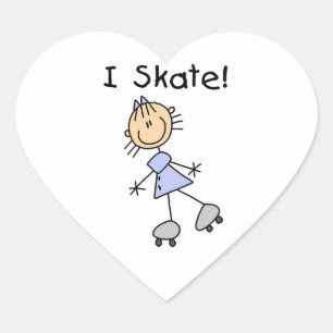 I Skate - Girl Roller Skater Heart Sticker