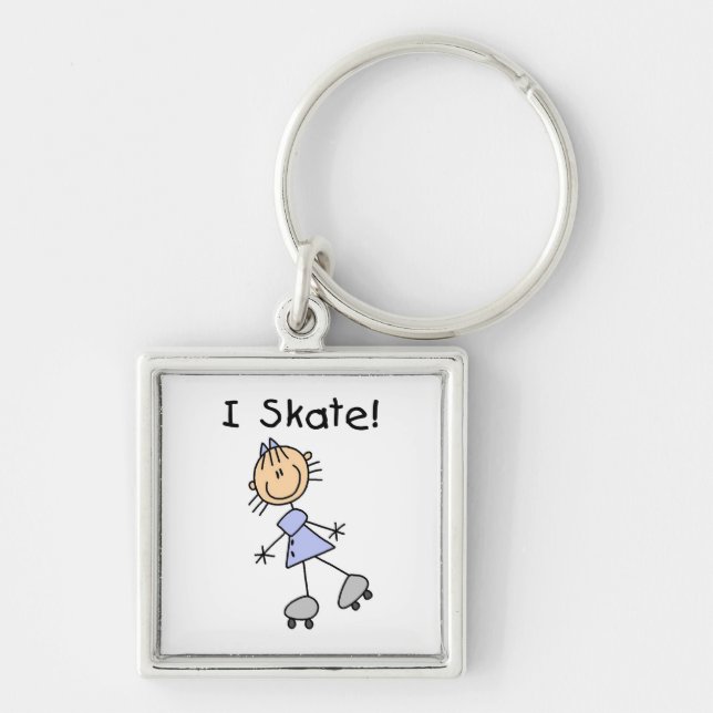 I Skate - Girl Roller Skater Key Ring (Front)