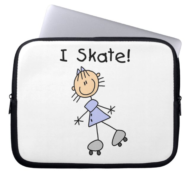 I Skate - Girl Roller Skater Laptop Sleeve (Front)
