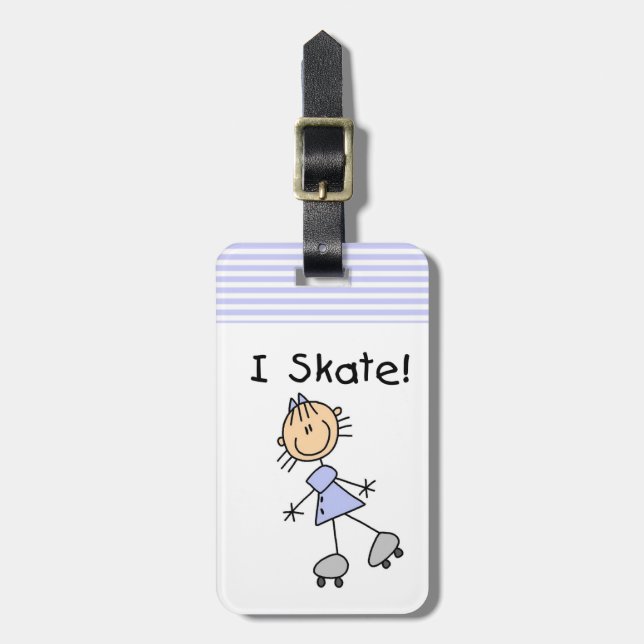 I Skate - Girl Roller Skater Luggage Tag (Front Vertical)