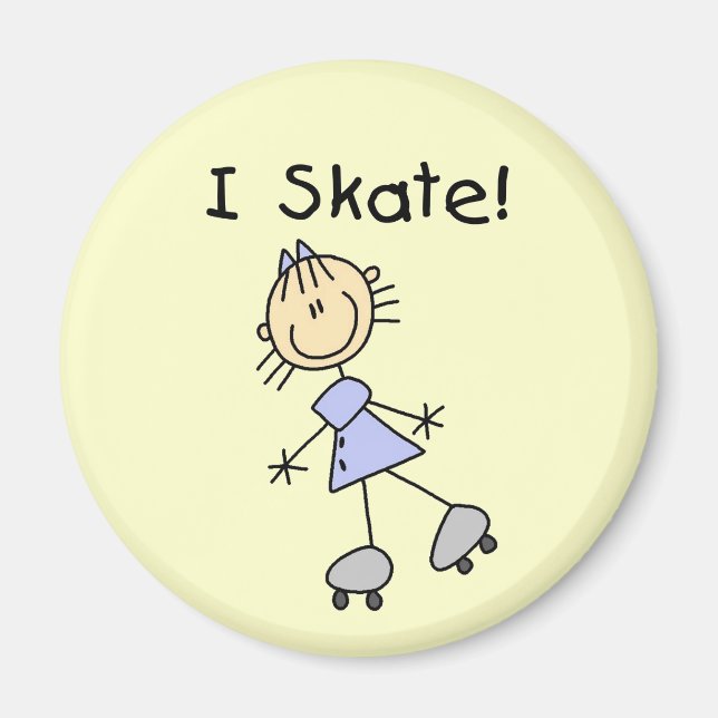 I Skate - Girl Roller Skater Magnet (Front)