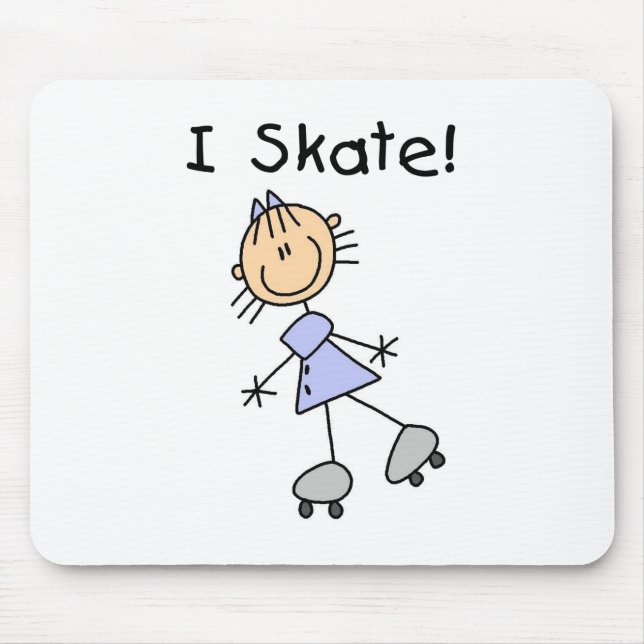 I Skate - Girl Roller Skater Mouse Mat (Front)