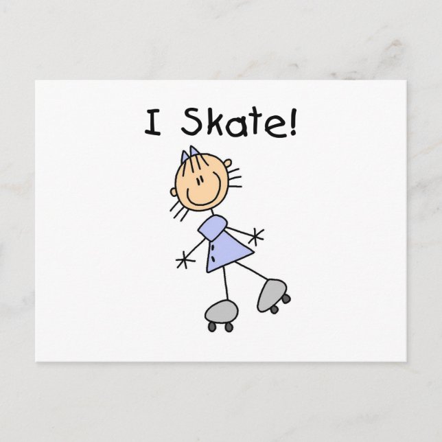 I Skate - Girl Roller Skater Postcard (Front)