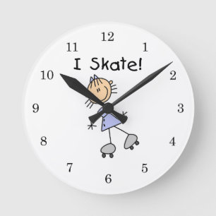 I Skate Girl Roller Skater Round Clock