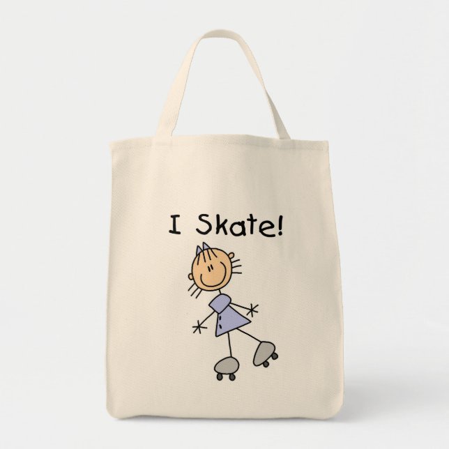 I Skate - Girl Roller Skater Tote Bag (Front)