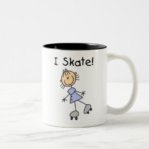 I Skate - Girl Roller Skater Two-Tone Coffee Mug