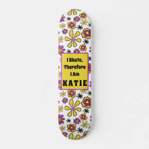 I Skate Groovy Retro Customisable Name Skateboard