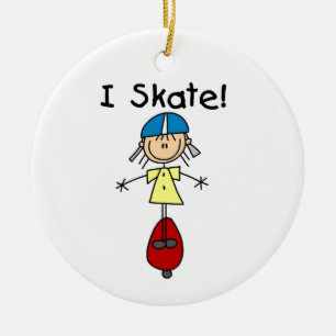 I Skate Skateboarding Girl Ceramic Tree Decoration