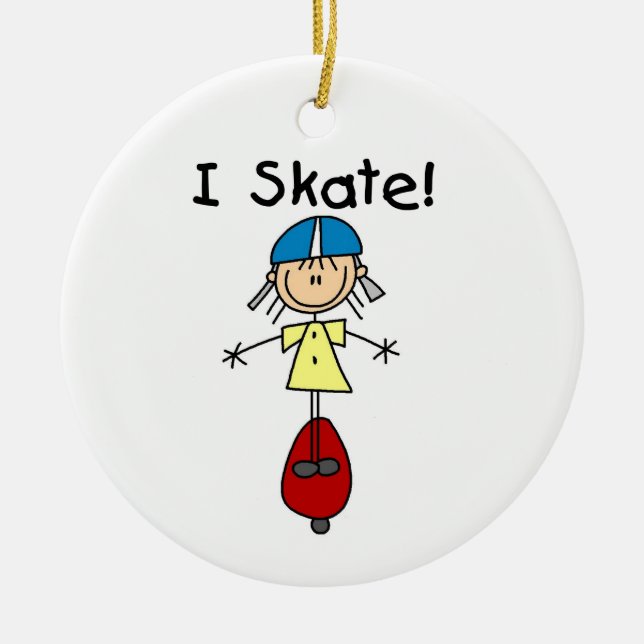 I Skate Skateboarding Girl Ceramic Tree Decoration (Front)
