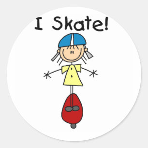 I Skate Skateboarding Girl Classic Round Sticker