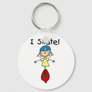 I Skate Skateboarding Girl Key Ring