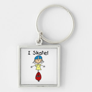 I Skate Skateboarding Girl Key Ring