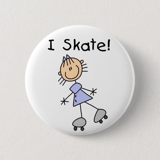 I Skate Stick Figure Button (Front)