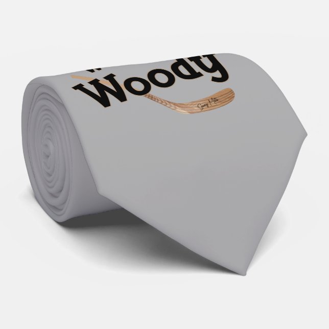 I Skate with a Woodie Hockey Stick Neck Tie (Rolled)