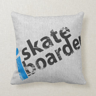 i SkateBoarder Grunge Text Pillow LT Blue Grey