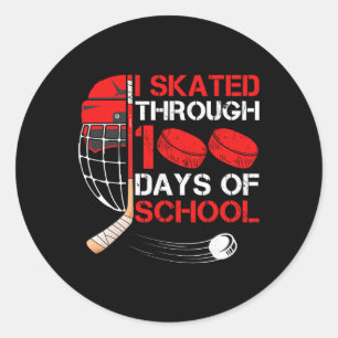 I Skated Through 100 Days Of School Ice Hockey Fan Classic Round Sticker