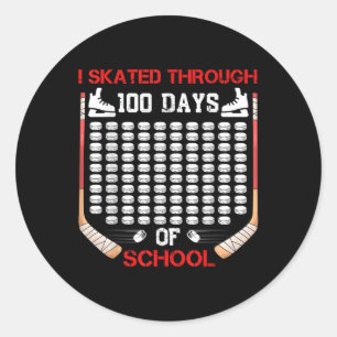 I Skated Through 100 Days Of School Ice Hockey Fan Classic Round Sticker