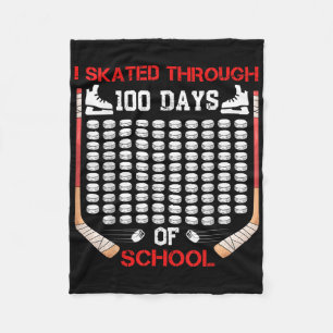 I Skated Through 100 Days Of School Ice Hockey Fan Fleece Blanket