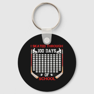 I Skated Through 100 Days Of School Ice Hockey Fan Key Ring