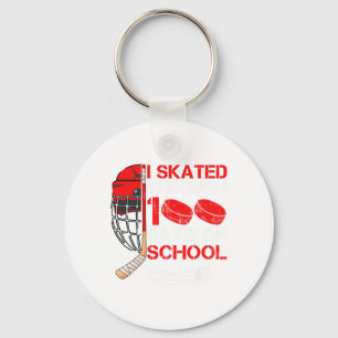 I Skated Through 100 Days Of School Ice Hockey Fan Key Ring