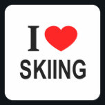 I ❤️ SKIING I LOVE SKIING I HEART SKIING SQUARE STICKER<br><div class="desc">I ❤️ SKIING I LOVE SKIING I HEART SKIING - Do you?</div>