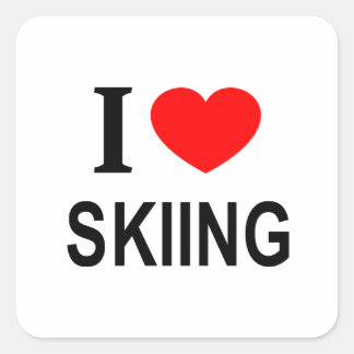 I ❤️ SKIING I LOVE SKIING I HEART SKIING SQUARE STICKER