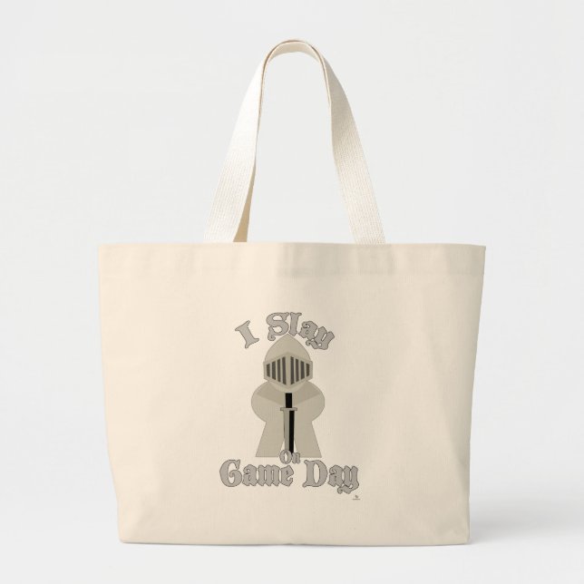 I Slay At Game Day Fun Board Gamer Knight Art Large Tote Bag (Front)