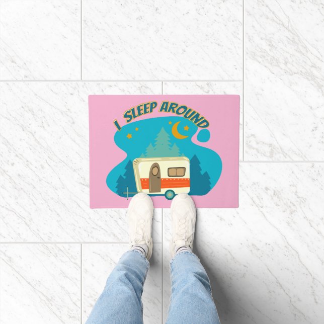 I Sleep Around Camper Van Camping Explorer Nature Doormat (Indoor)