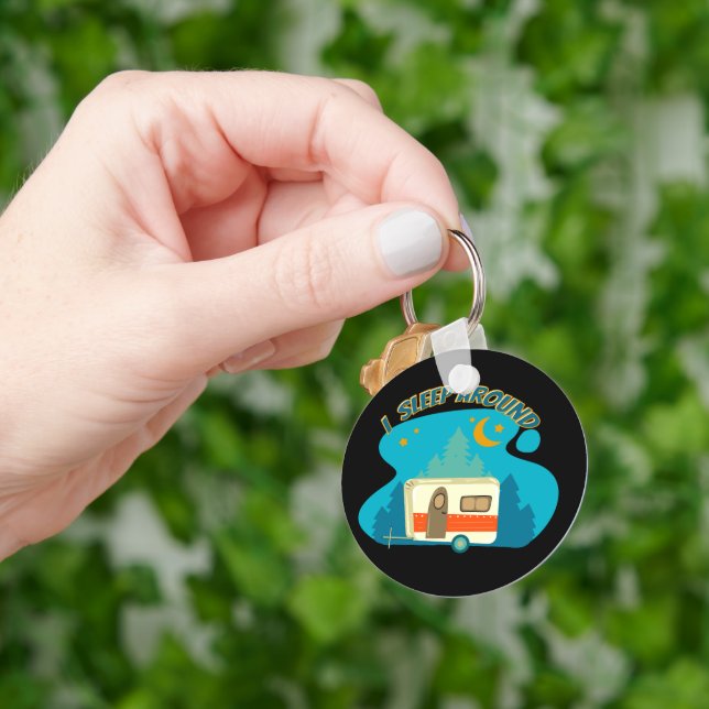 I Sleep Around Camper Van Camping Explorer Nature Key Ring (Hand)