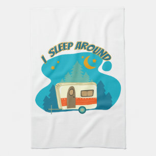 I Sleep Around Camper Van Camping Explorer Nature Tea Towel