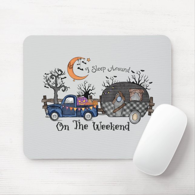 I Sleep Around on the Weekend – Funny Halloween Mouse Mat (With Mouse)