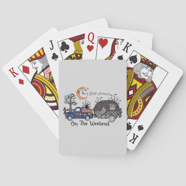 I Sleep Around on the Weekend – Funny Halloween Playing Cards (Back)