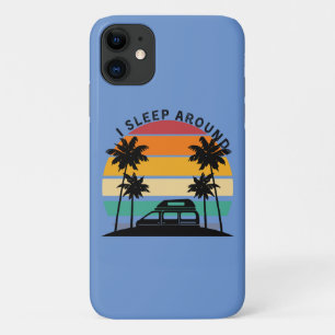 I Sleep Around Van Life Pun Vinatge Sunset travel iPhone 11 Case