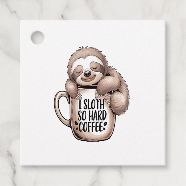 I Sloth Without Coffee Favour Tags (Front)