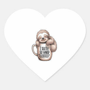 I Sloth Without Coffee Heart Sticker